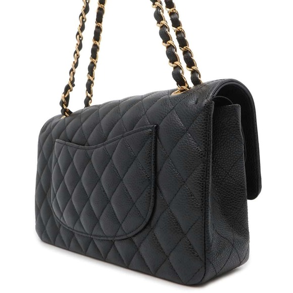 Chanel Double Chain Shoulder Bag Matelasse 25 Caviar Skin Black - Picture 2 of 14